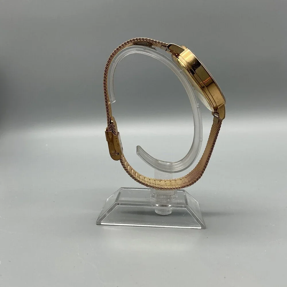 OLIVIA BURTON Rose Gold Mesh Bracelet Watch with White Dial